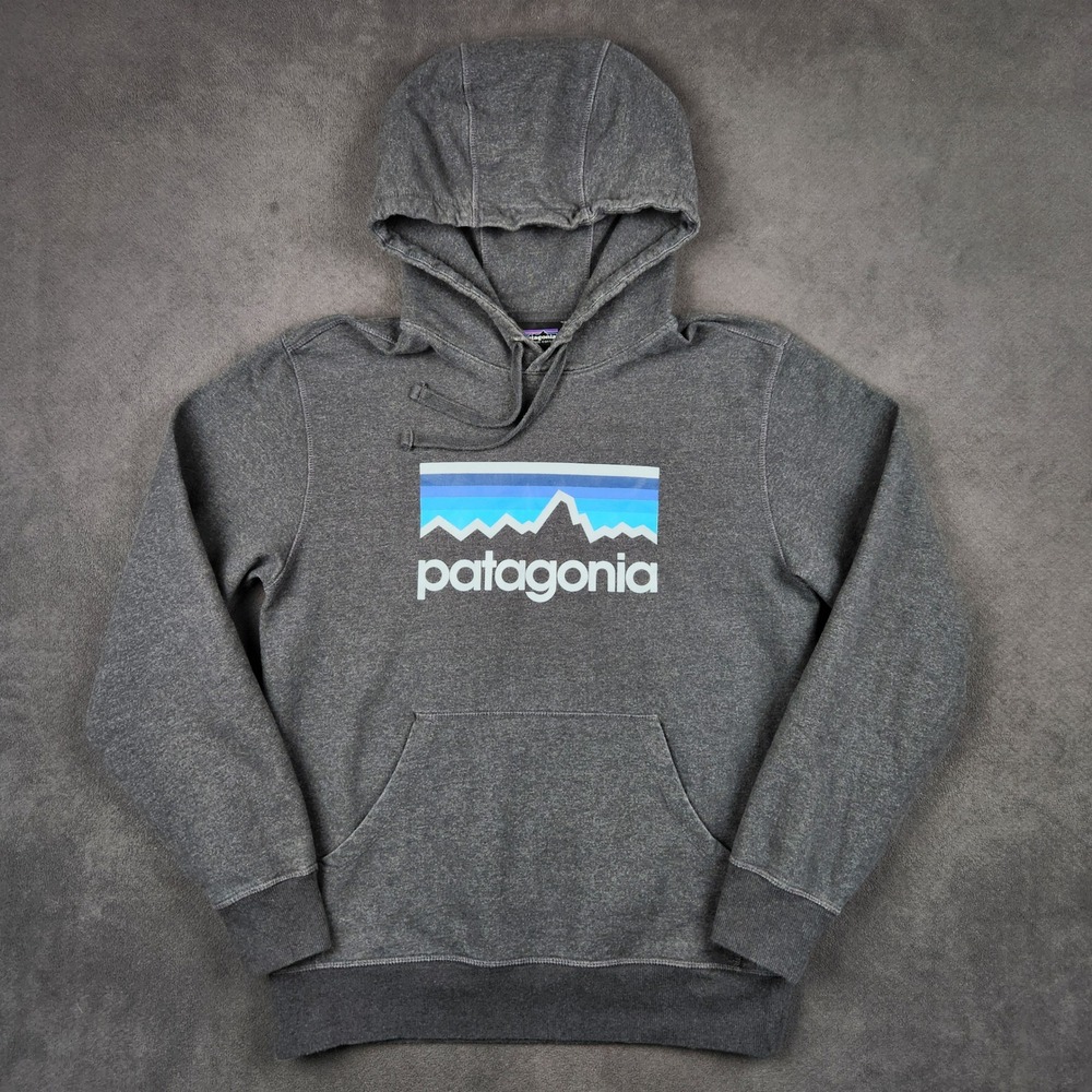 Patagonia Line Logo Midweight Pullover Hooded Sweatshirt Mens Small Gray 39422